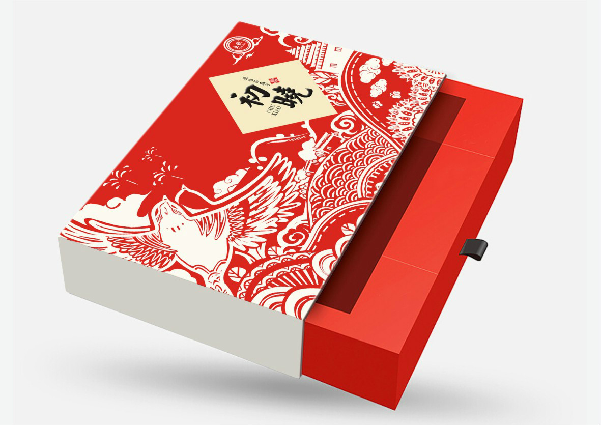 红色礼盒瓜子包装设计，古典特色食品包装设计