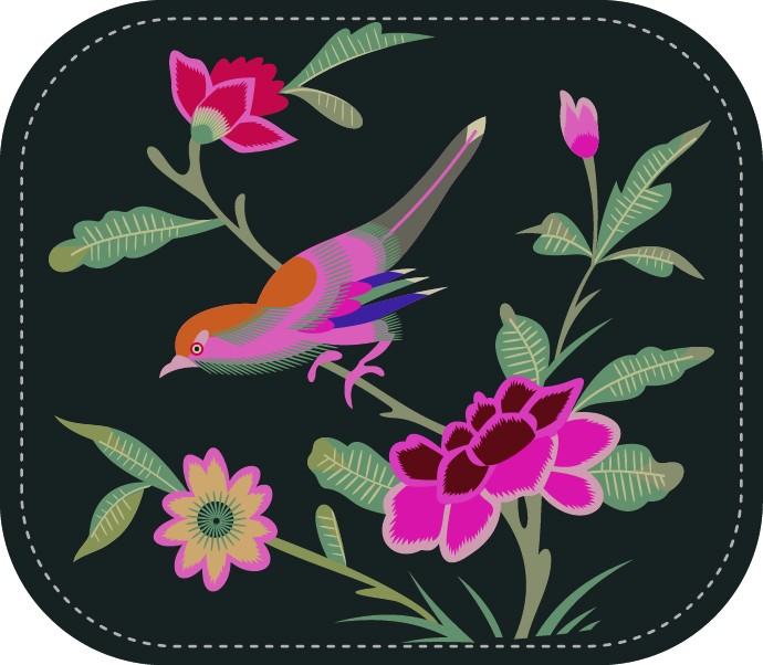 精美的鸟语花香系列刺绣图案