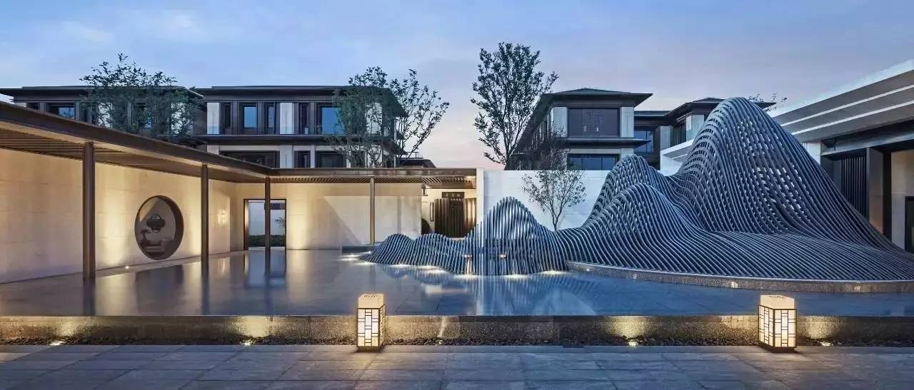 中式景观流行设计元素：山水景墙