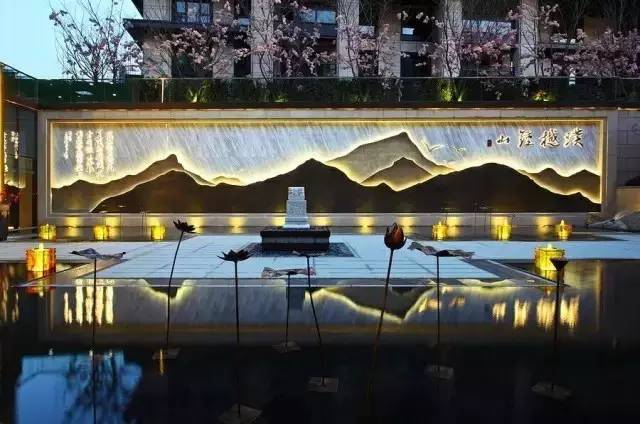中式景观流行设计元素：山水景墙