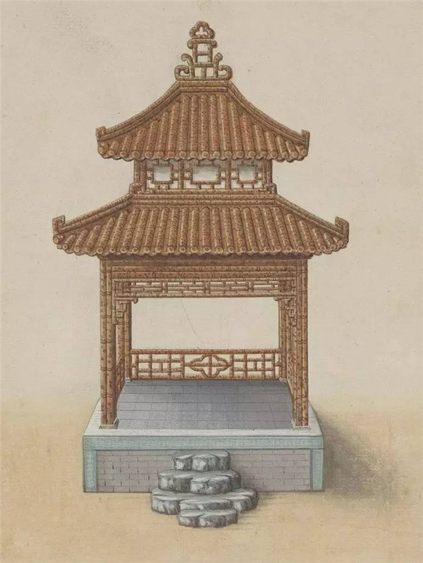 中国传统建筑亭的手绘系列