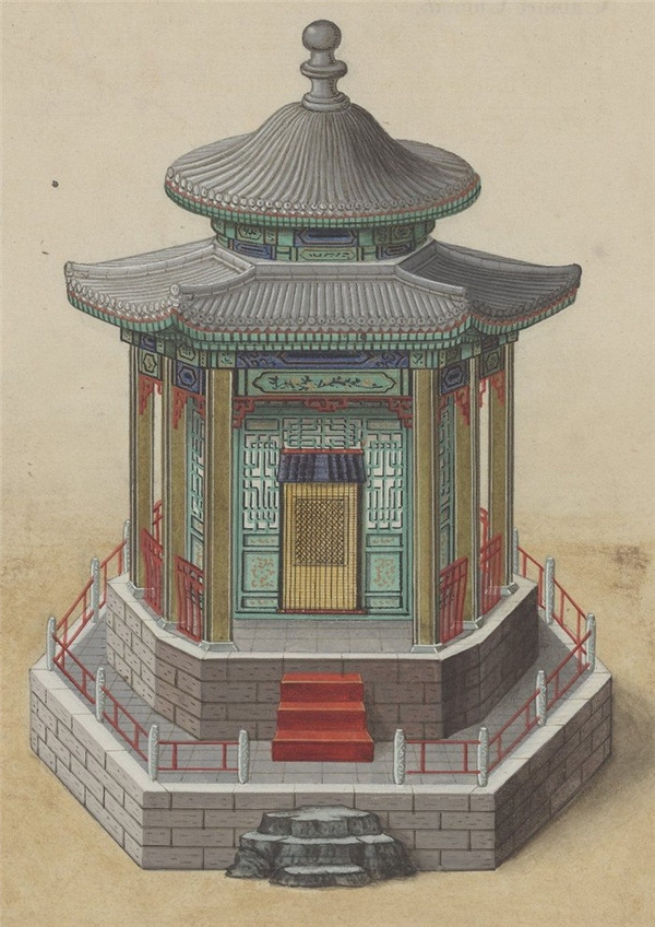 中国传统建筑亭的手绘系列