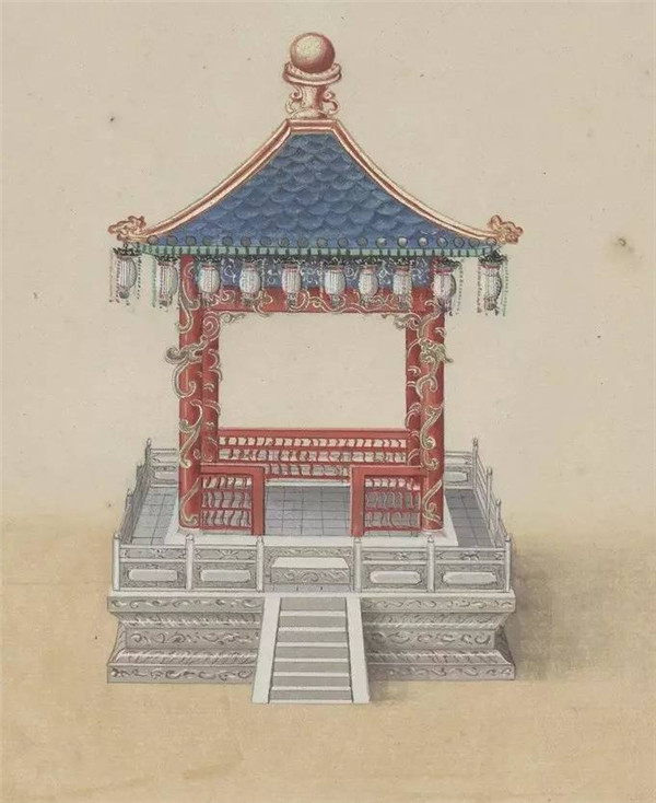 中国传统建筑亭的手绘系列
