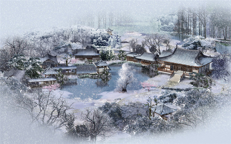 中式传统东方园林设计效果图（一）