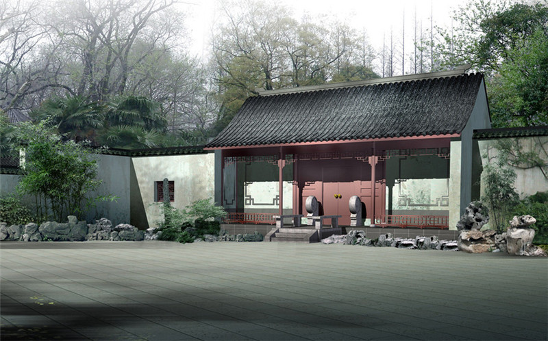 中式传统东方园林设计效果图（二）