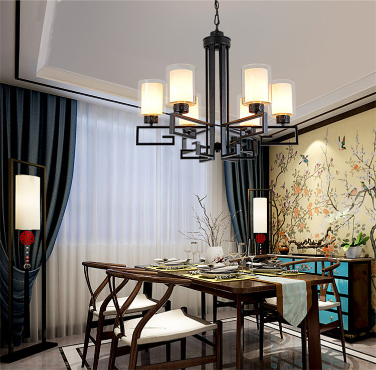 新中式客厅复古大吊灯，铁艺室内灯具