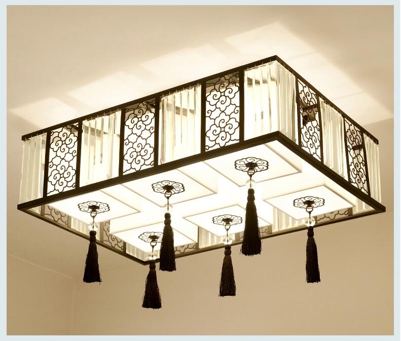 新中式吸顶灯长方形水晶客厅灯具