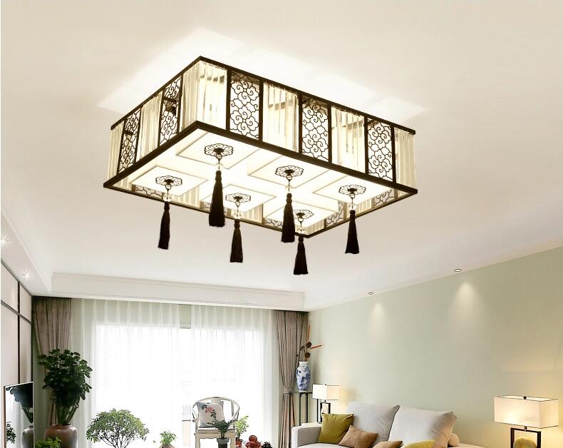新中式吸顶灯长方形水晶客厅灯具