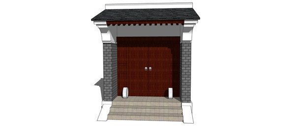 中式院落大门模型