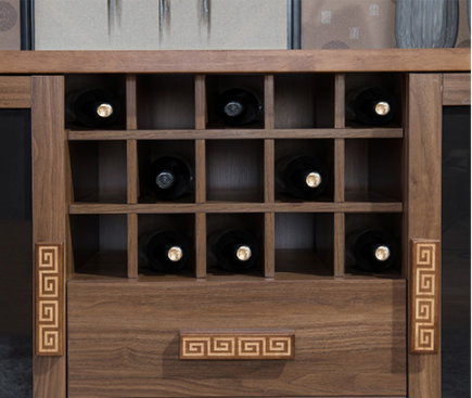 中式实木储物柜子，现代简约回纹图案柜子