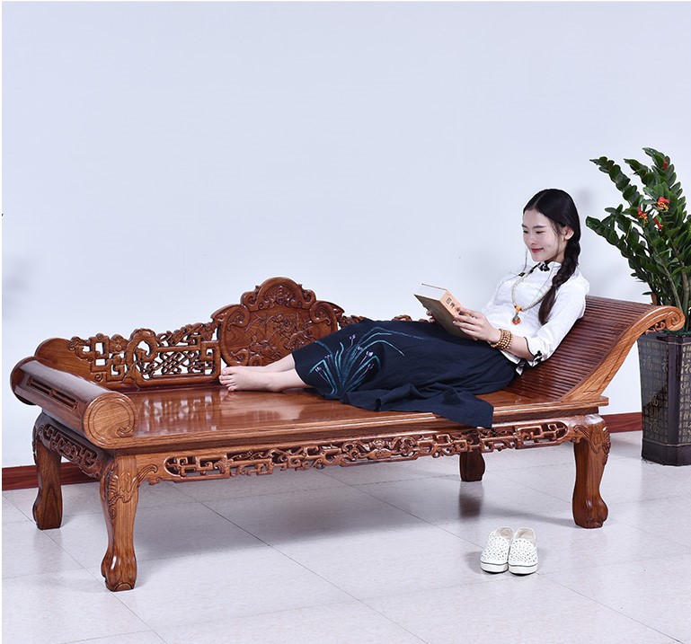 中式花梨木罗汉床，实木中式床贵妃榻