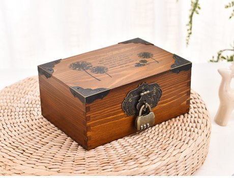 复古带锁收纳盒实木木箱子