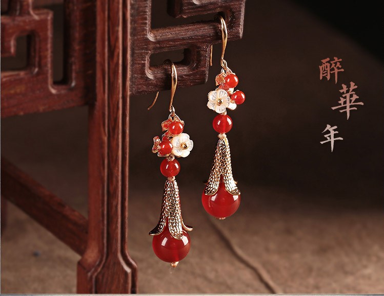 娇艳古风耳环：醉了一年华