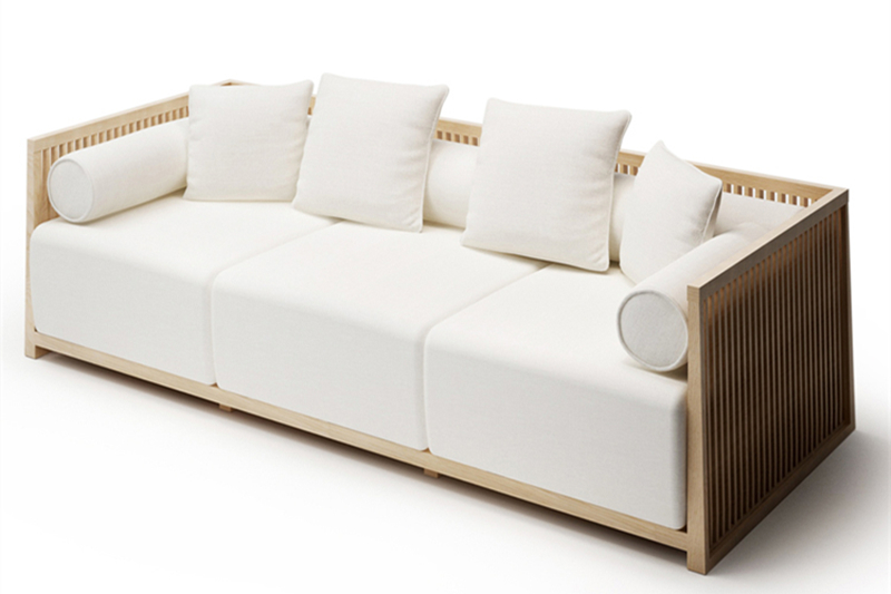 中式实木沙发组合，简约现代客厅布艺沙发