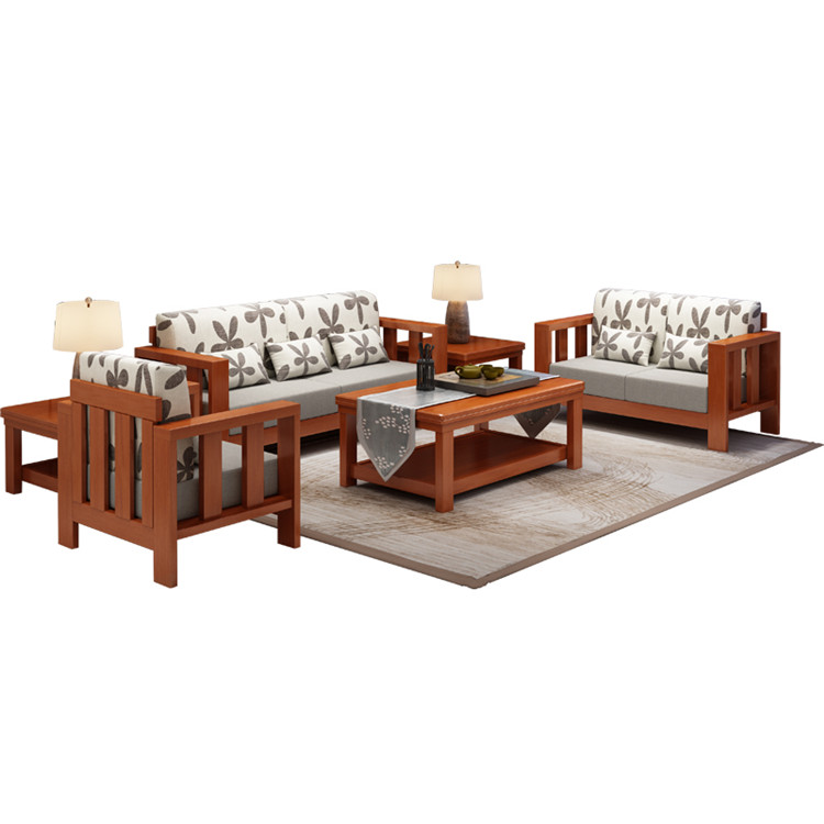 新中式古典简约实木沙发组合