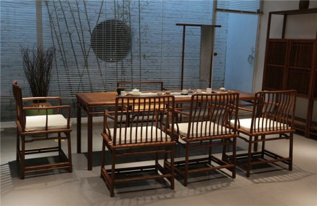禅意实木新中式茶桌椅榆木组合