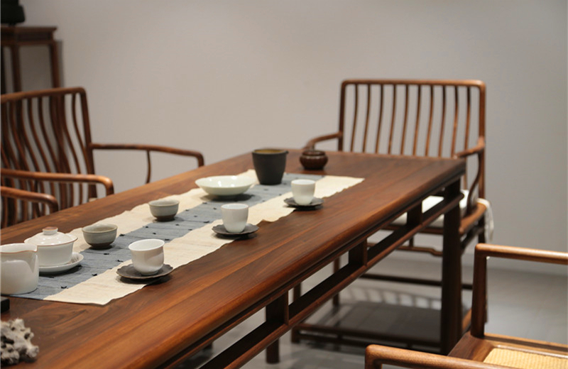 禅意实木新中式茶桌椅榆木组合