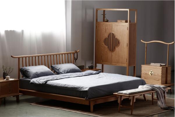 橡木中式床图片