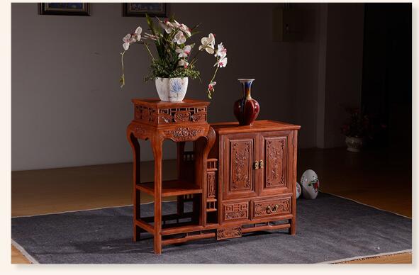 缅甸花梨木雕花中式实木柜子