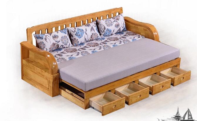 中式小户型实木沙发床