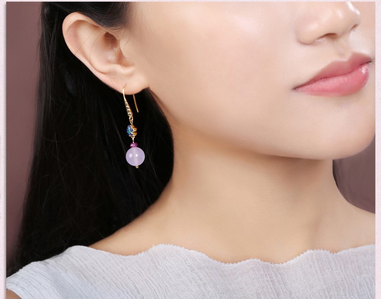 复古紫色超仙耳环，气质古风小巧耳饰首饰
