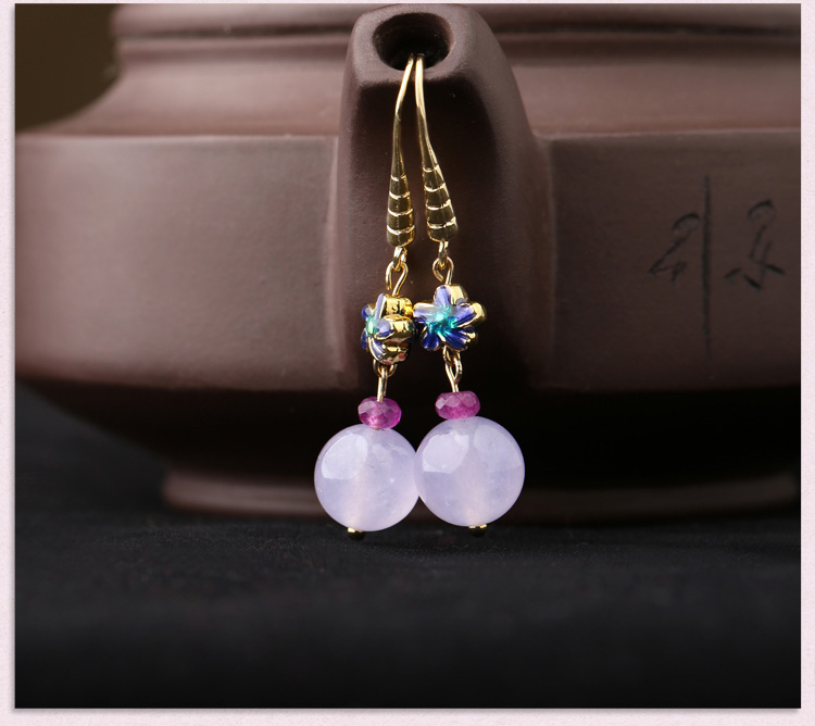 复古紫色超仙耳环，气质古风小巧耳饰首饰