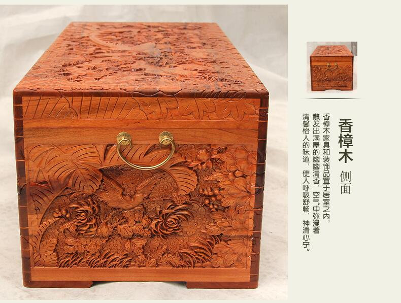 中式复古香樟木箱子婚嫁木箱