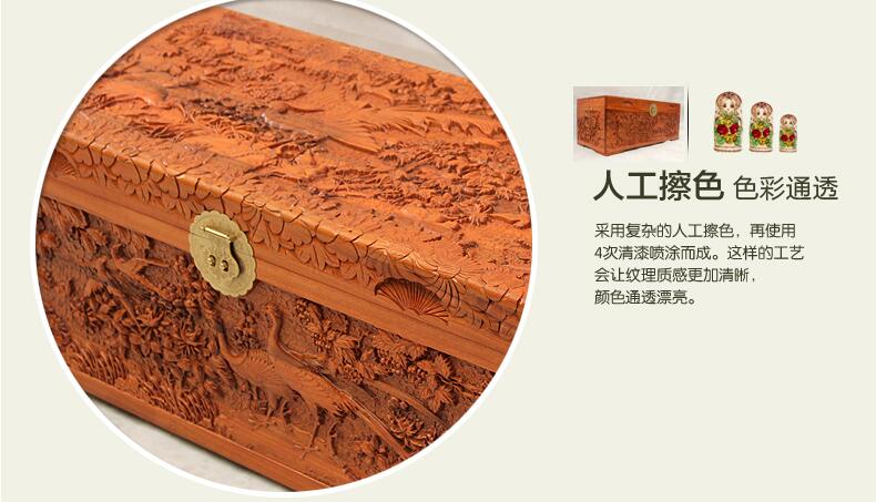 中式复古香樟木箱子婚嫁木箱