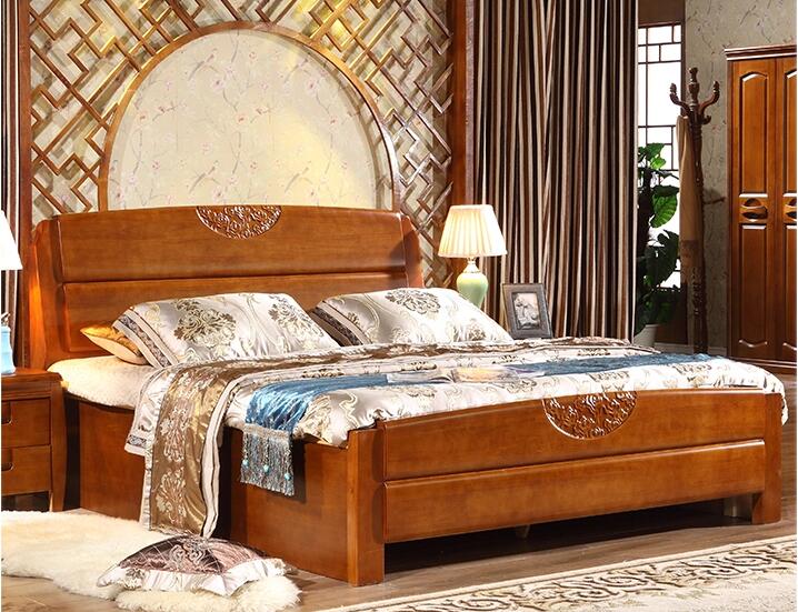 新中式实木床1.8米橡木婚床