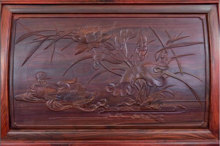 正宗老挝大红酸枝双人床中式仿古家具