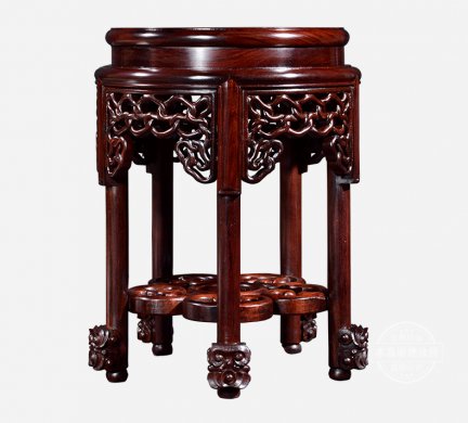 新中式刺猬紫檀实木圆餐桌凳子