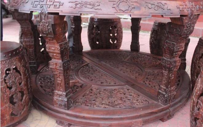 老挝大红酸枝全黑料圆鼓凳