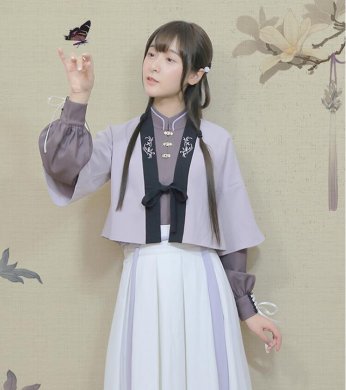 改良版清新唯美汉服，绣花褙子汉服图片