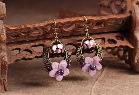 幻影迷香：清新迷人紫色花朵耳环