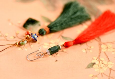 玛瑙红流苏气质耳环，古风本命年耳环首饰