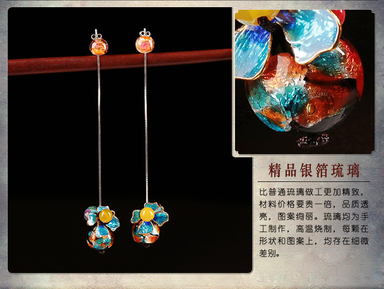 清新中国风耳坠，诗意银线耳环首饰