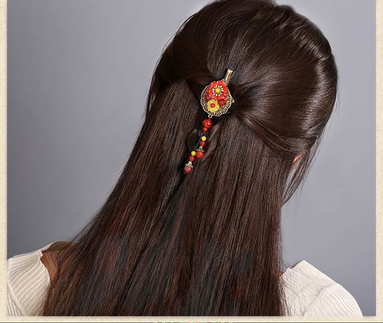 古典优雅发夹：蓬莱花朵发夹头饰