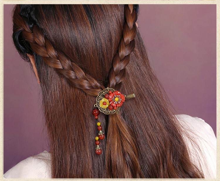 古典优雅发夹：蓬莱花朵发夹头饰