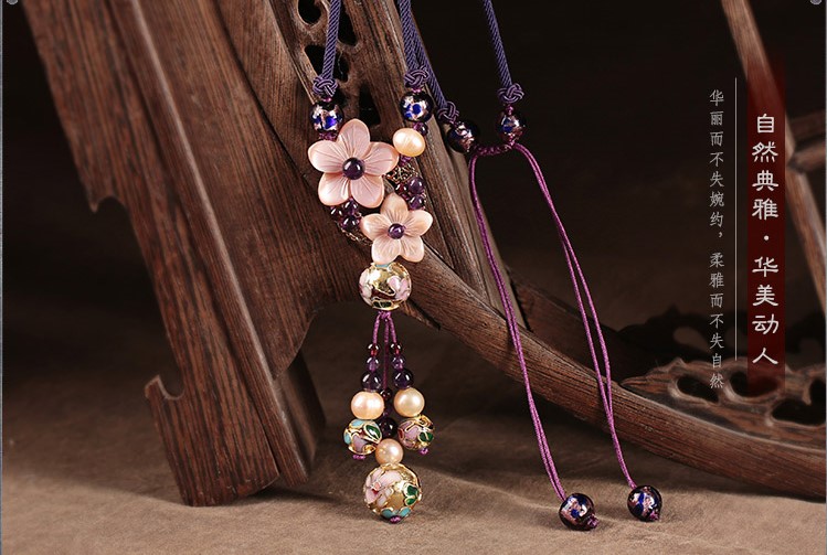 淡紫贝壳花朵装饰锁骨链项链