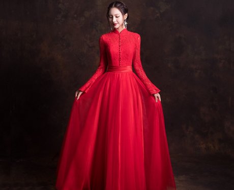 古典韵味中式礼服，唯美蕾丝纱裙新娘礼服