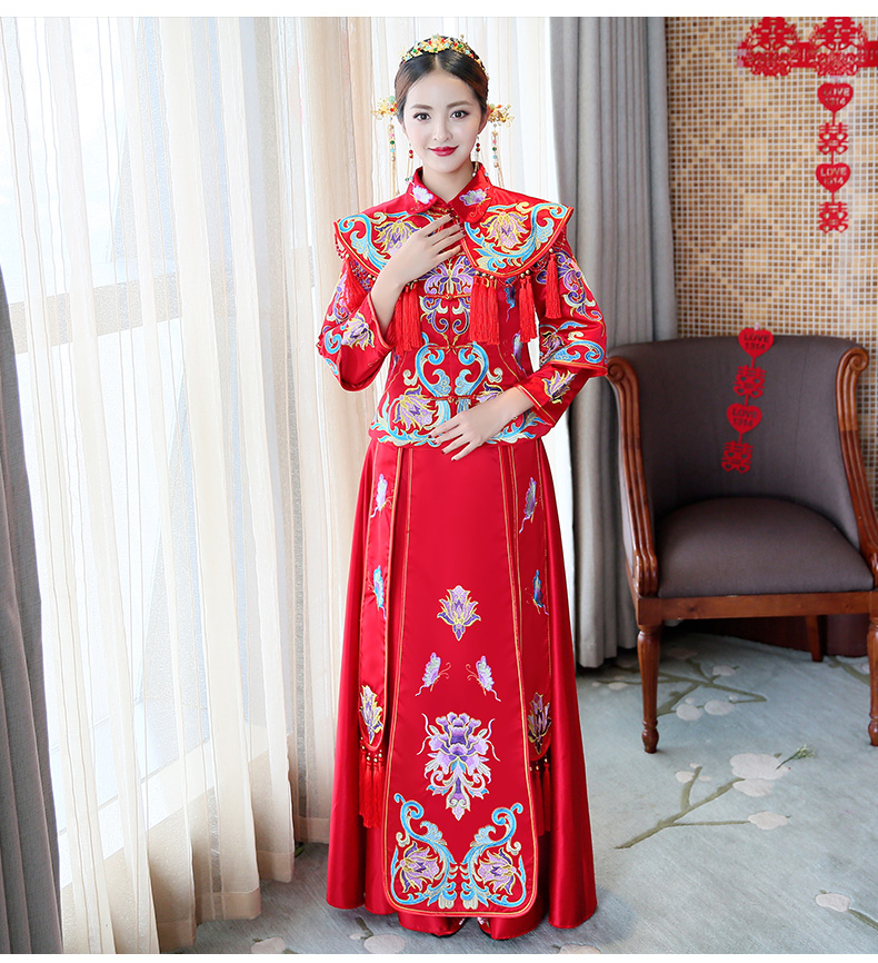 古典秀禾中式礼服，流苏新娘结婚礼服