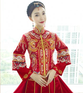 古典东方韵味双喜刺绣中式礼服新娘礼服