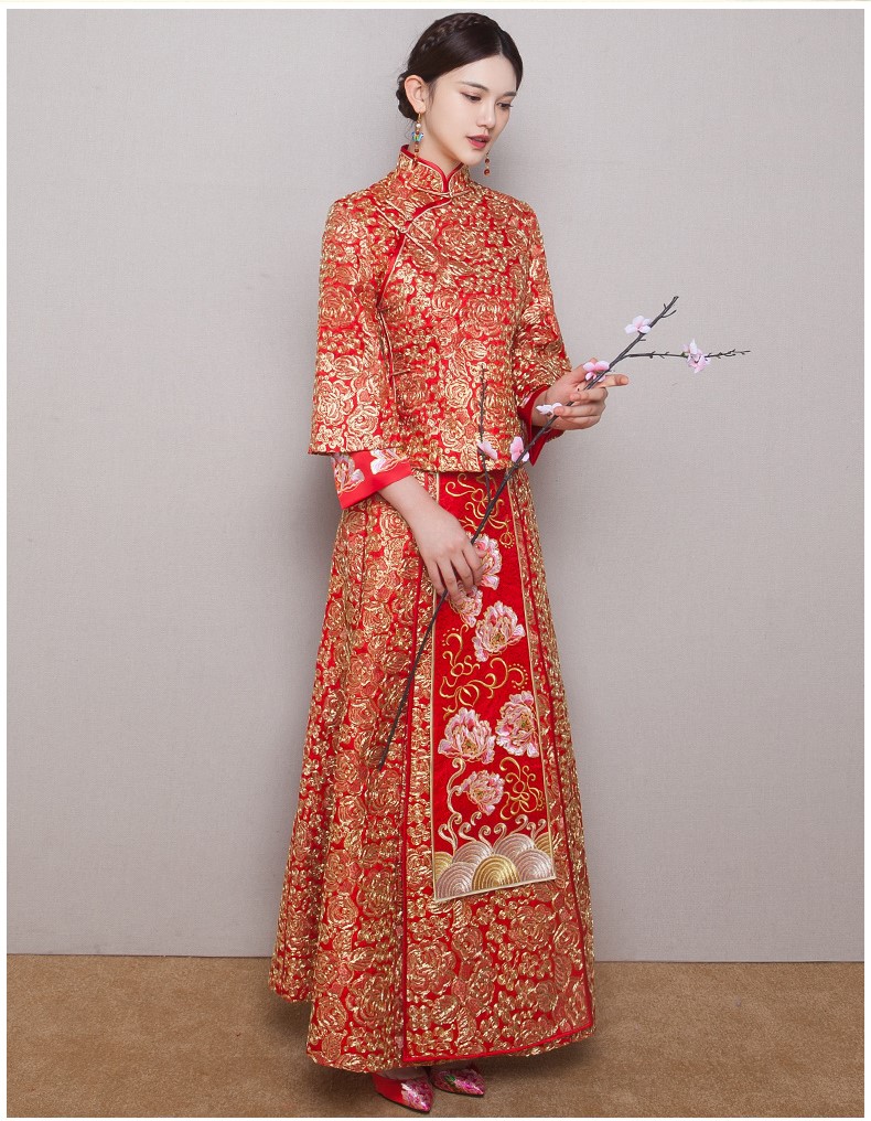 中式红色新娘结婚礼服，唯美秀禾中式礼服