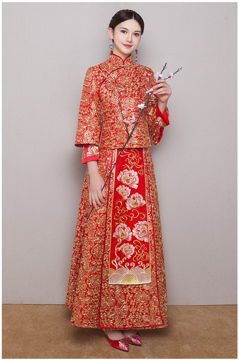 中式红色新娘结婚礼服，唯美秀禾中式礼服