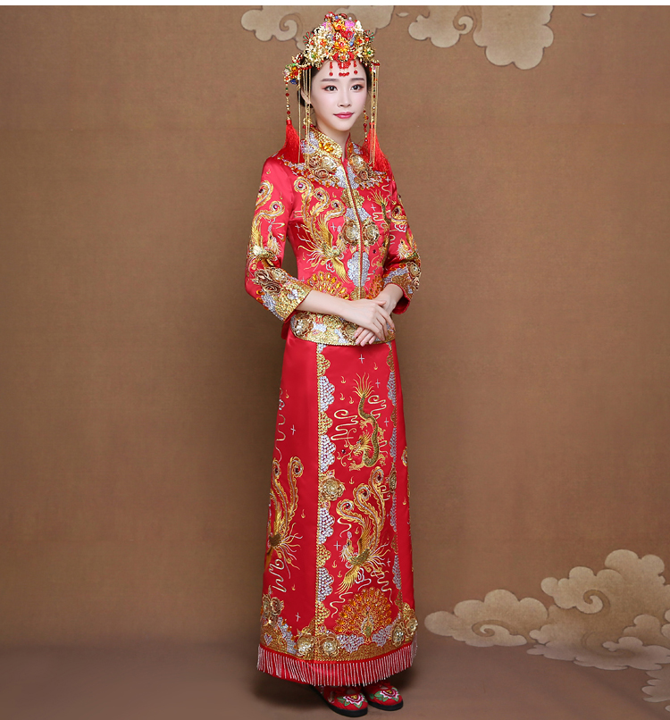 龙凤褂新娘礼服,唯美刺绣中式礼服