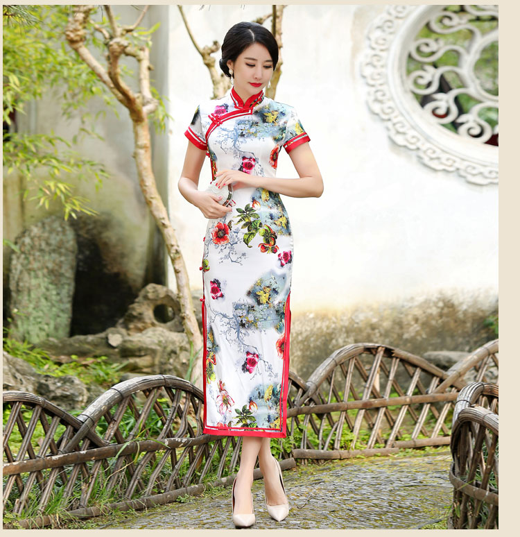 时尚中国风典雅印花旗袍裙