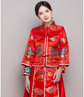 鸳鸯戏水新娘礼服，唯美流苏中式礼服