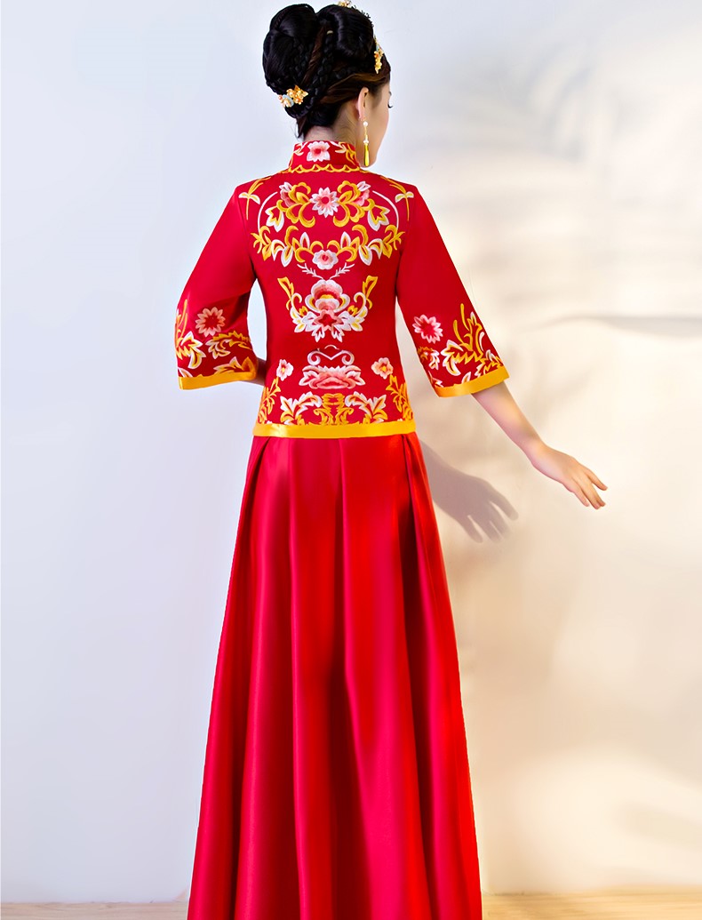 繁花似锦中式礼服，传统复古风新娘礼服