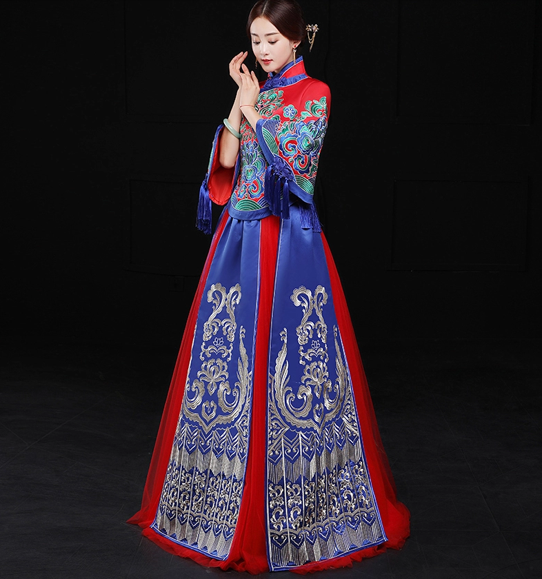 复古文艺中式礼服，中国风新娘结婚礼服