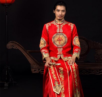古典中式礼服，中国风新郎结婚礼服
